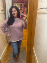 Oversized, relaxed sweater with accent, color, stitching, detail - Dusty Pink or Heather Gray