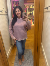 Oversized, relaxed sweater with accent, color, stitching, detail - Dusty Pink or Heather Gray