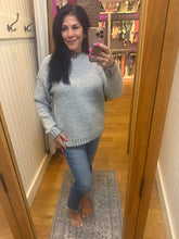 Oversized, relaxed sweater with accent, color, stitching, detail - Dusty Pink or Heather Gray