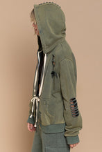 POL Washed Distressed Zip-up Hoodie - Assorted Colors