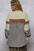 POL Textured Twill With Plaid & Floral Patch Short - Oatmeal