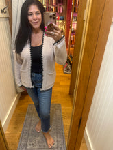 Ultra Soft Teddy Blanket Stitch Cardigan - Ecru