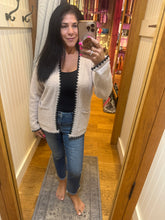 Ultra Soft Teddy Blanket Stitch Cardigan - Ecru