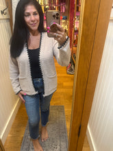 Ultra Soft Teddy Blanket Stitch Cardigan - Ecru