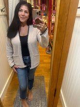 Ultra Soft Teddy Blanket Stitch Cardigan - Ecru