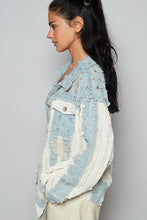 POL Relaxed Textured Light Denim Jacket With Flower Embroidery