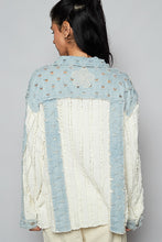 POL Relaxed Textured Light Denim Jacket With Flower Embroidery