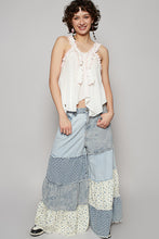 POL Sleeveless Shirred Ruffle & Pearl Stud Tank - Natural or Off White
