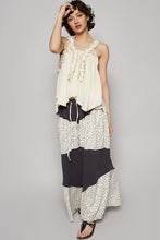 POL Sleeveless Shirred Ruffle & Pearl Stud Tank - Natural or Off White