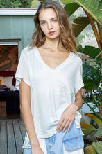 POL short sleeve, relaxed fit ,V-neckline jersey tee - Aqua, Black, Off White