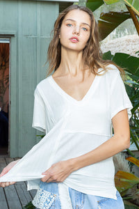 POL short sleeve, relaxed fit ,V-neckline jersey tee - Aqua, Black, Off White