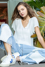 POL short sleeve, relaxed fit ,V-neckline jersey tee - Aqua, Black, Off White