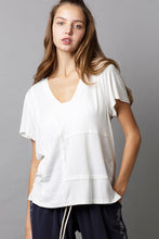 POL short sleeve, relaxed fit ,V-neckline jersey tee - Aqua, Black, Off White