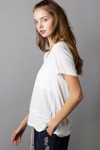 POL short sleeve, relaxed fit ,V-neckline jersey tee - Aqua, Black, Off White
