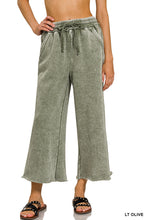 ACID WASH FLEECE PALAZZO SWEATPANTS WITH POCKETS - ASSORTED COLORS