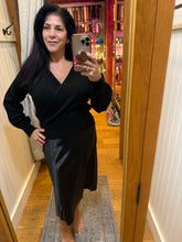 Silky Feel Satin Midi Skirt with Elastic Waistline - Black or Taupe