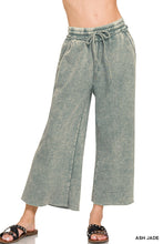 ACID WASH FLEECE PALAZZO SWEATPANTS WITH POCKETS - ASSORTED COLORS