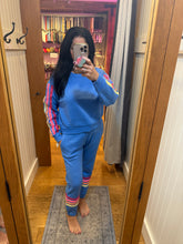 Vintage Havana Seabright Blue W/ Neon Stripe Twill Tape Fleece Crew