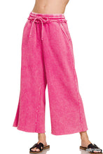 ACID WASH FLEECE PALAZZO SWEATPANTS WITH POCKETS - ASSORTED COLORS