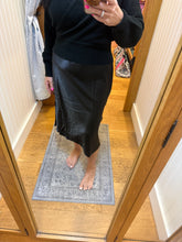 Silky Feel Satin Midi Skirt with Elastic Waistline - Black or Taupe