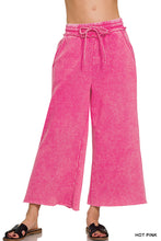 ACID WASH FLEECE PALAZZO SWEATPANTS WITH POCKETS - ASSORTED COLORS