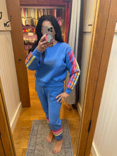 Vintage Havana Seabright Blue W/ Neon Stripe Twill Tape Fleece Crew