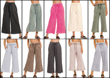 ACID WASH FLEECE PALAZZO SWEATPANTS WITH POCKETS - ASSORTED COLORS