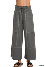 FRENCH TERRY WASHED EXPOSED-SEAM WIDE LEG PANTS - ASSORTED COLORS