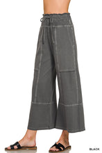 FRENCH TERRY WASHED EXPOSED-SEAM WIDE LEG PANTS - ASSORTED COLORS