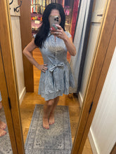 Elan Cap Sleeve Tiered Belt Dress - Dark Navy Stripe