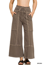 FRENCH TERRY WASHED EXPOSED-SEAM WIDE LEG PANTS - ASSORTED COLORS