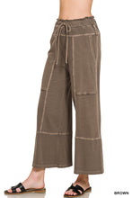 FRENCH TERRY WASHED EXPOSED-SEAM WIDE LEG PANTS - ASSORTED COLORS