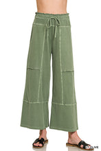 FRENCH TERRY WASHED EXPOSED-SEAM WIDE LEG PANTS - ASSORTED COLORS