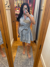 Elan Cap Sleeve Tiered Belt Dress - Dark Navy Stripe