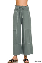 FRENCH TERRY WASHED EXPOSED-SEAM WIDE LEG PANTS - ASSORTED COLORS