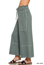 FRENCH TERRY WASHED EXPOSED-SEAM WIDE LEG PANTS - ASSORTED COLORS