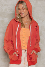 POL Washed Distressed Zip-up Hoodie - Assorted Colors