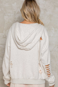 POL Washed Distressed Zip-up Hoodie - Assorted Colors