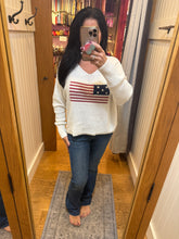 Ocean Drive White American Flag Graphic Sweater