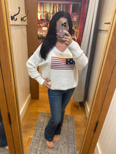 Ocean Drive White American Flag Graphic Sweater