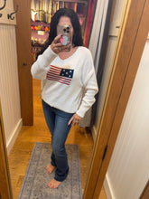 Ocean Drive White American Flag Graphic Sweater