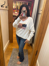 Ocean Drive White American Flag Graphic Sweater