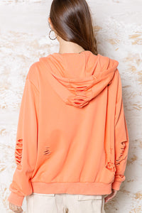 POL Washed Distressed Zip-up Hoodie - Assorted Colors
