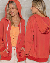 POL Washed Distressed Zip-up Hoodie - Assorted Colors