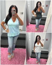 POL short sleeve, relaxed fit ,V-neckline jersey tee - Aqua, Black, Off White