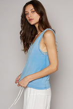 POL Round neck sleeveless lace inner solid knit top - Oatmeal or Pacific Blue