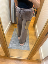 POL high rise wide leg pants in french terry - Choco
