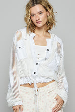 POL Open knit button down pocket hooded shirt top - Assorted Colors