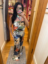 Elan Halter Top W/ Ring - Blue Botanical