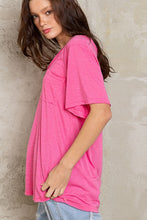 POL V-neck short sleeve chest pocket slub knit tee - Assorted Colors